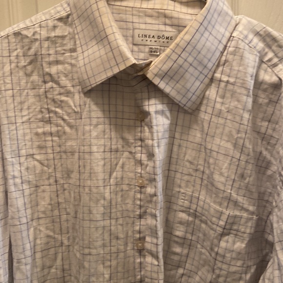 White and blue windowpane dress shirt (French Cuff) - Picture 4 of 4